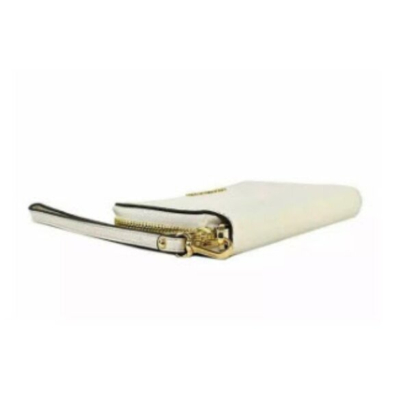 Michael Kors Jet Set Large Flat MF Phone Case Wallet Lather Light Cream NWT - Picture 2 of 4